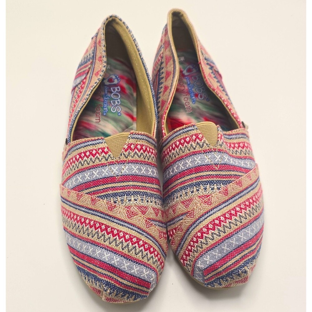 Skechers BOBS Women's Slip On Flats Shoes Geometric Aztec Pattern Size 10 NWOB